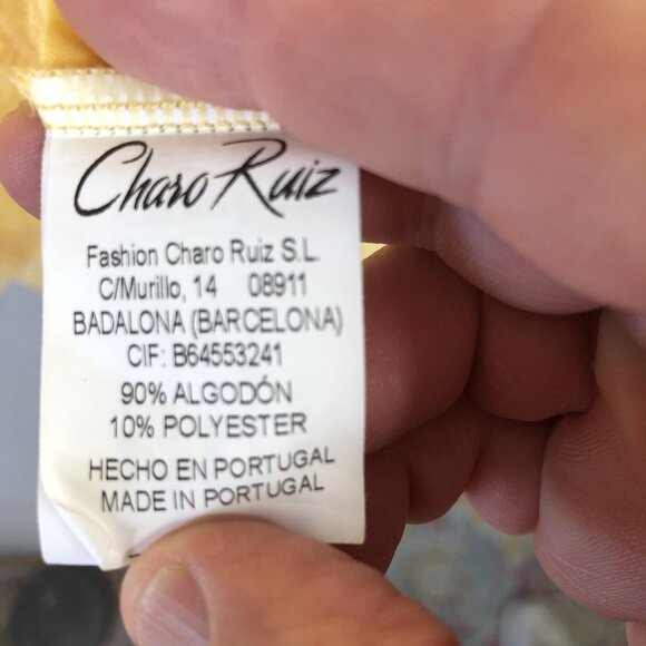 Charo Ruiz Ibiza Top Womens M Yellow Lace Boho Bell Sleeve Babydoll Milkmaid - Picture 6 of 16